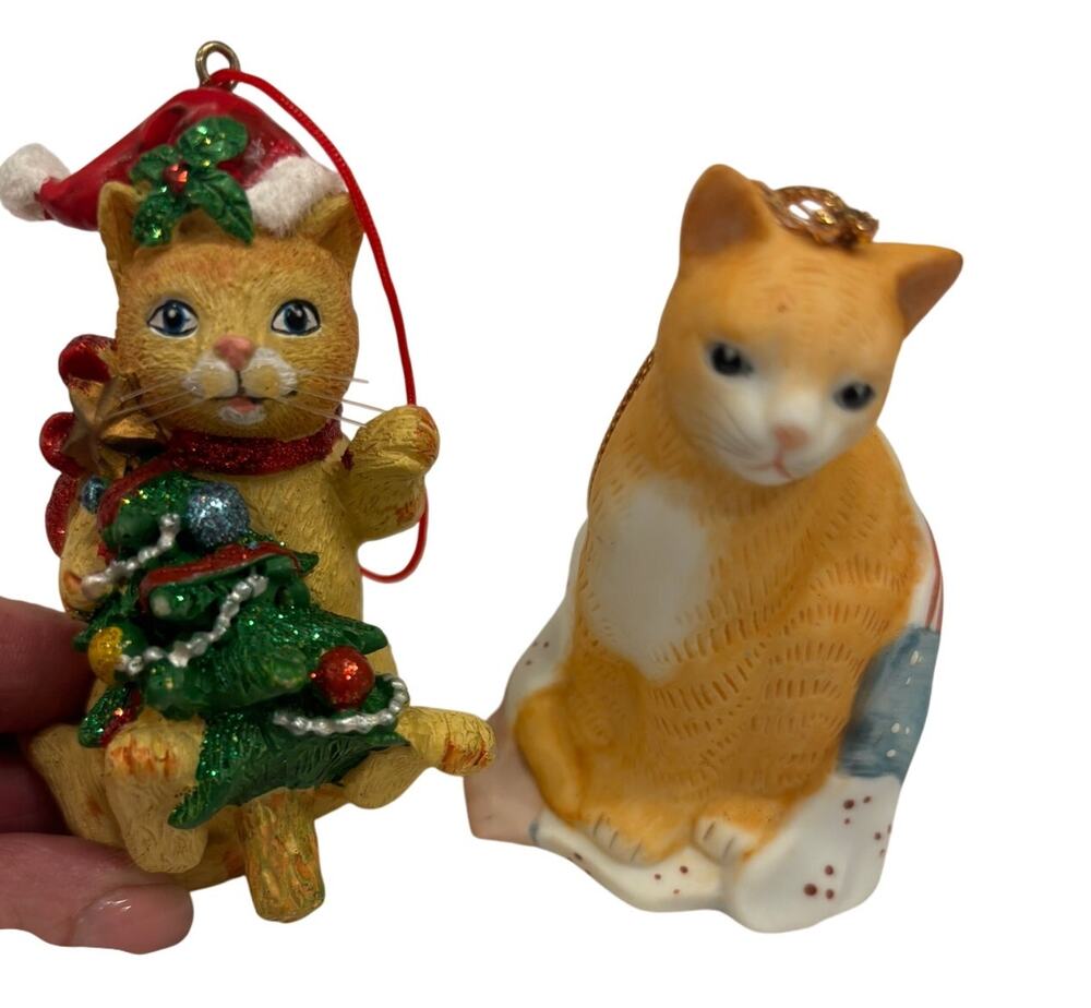 Vintage Sylvestri Mary Lake Thompson Cat Christmas Ornament & Tabby Cat Ornament